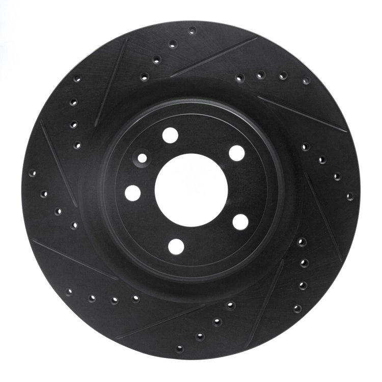 633-54065L Drilled/Slotted Brake Rotor [Black], 2011-2014 Ford/Lincoln/Mercury/Mazda, Position: Front Left