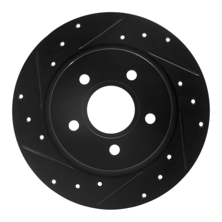 633-54066L Drilled/Slotted Brake Rotor [Black], 2012-2018 Ford/Lincoln/Mercury/Mazda, Position: Rear Left
