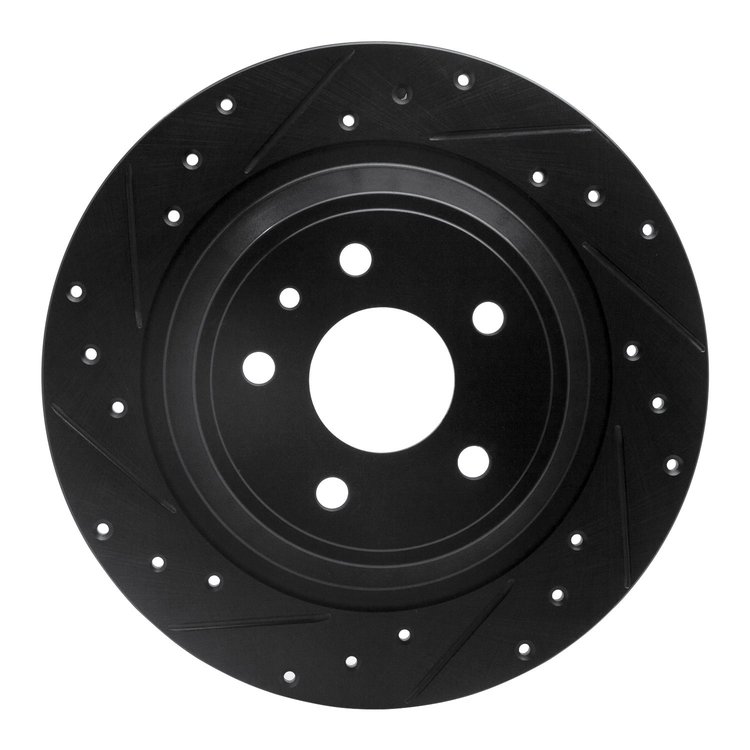 633-54068L Drilled/Slotted Brake Rotor [Black], 2013-2020 Ford/Lincoln/Mercury/Mazda, Position: Rear Left