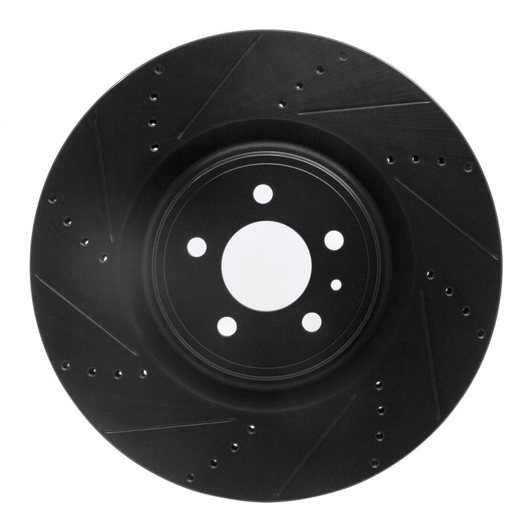 633-54071L Drilled/Slotted Brake Rotor [Black], 2013-2014 Ford/Lincoln/Mercury/Mazda, Position: Front Left