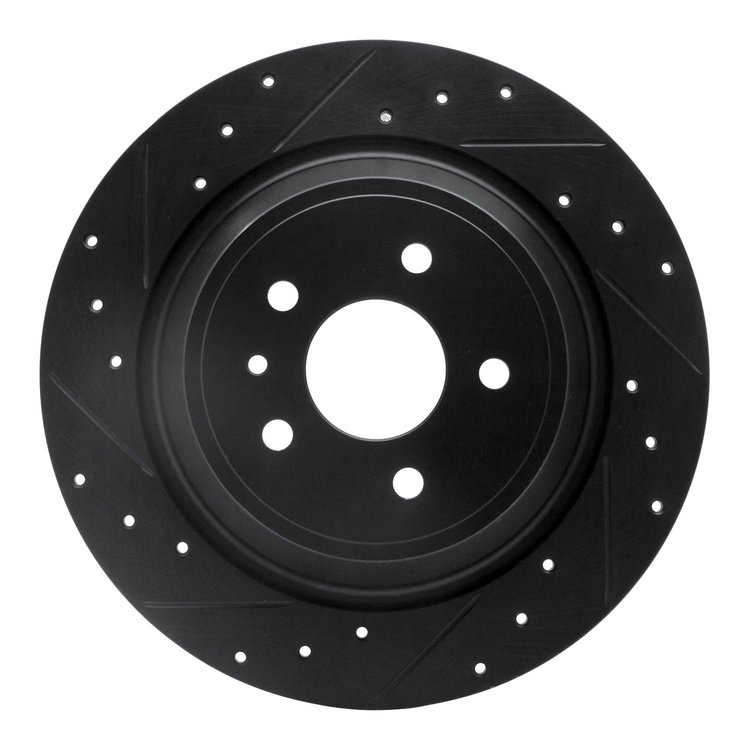 633-54072L Drilled/Slotted Brake Rotor [Black], 2013-2020 Ford/Lincoln/Mercury/Mazda, Position: Rear Left