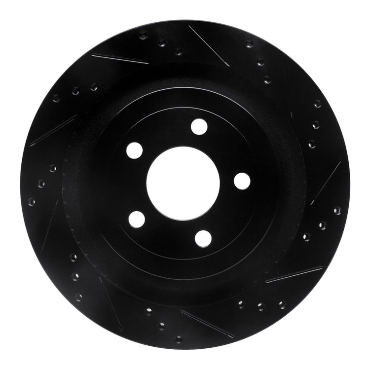633-54074R Drilled/Slotted Brake Rotor [Black], Fits Select Ford/Lincoln/Mercury/Mazda, Position: Rear Right
