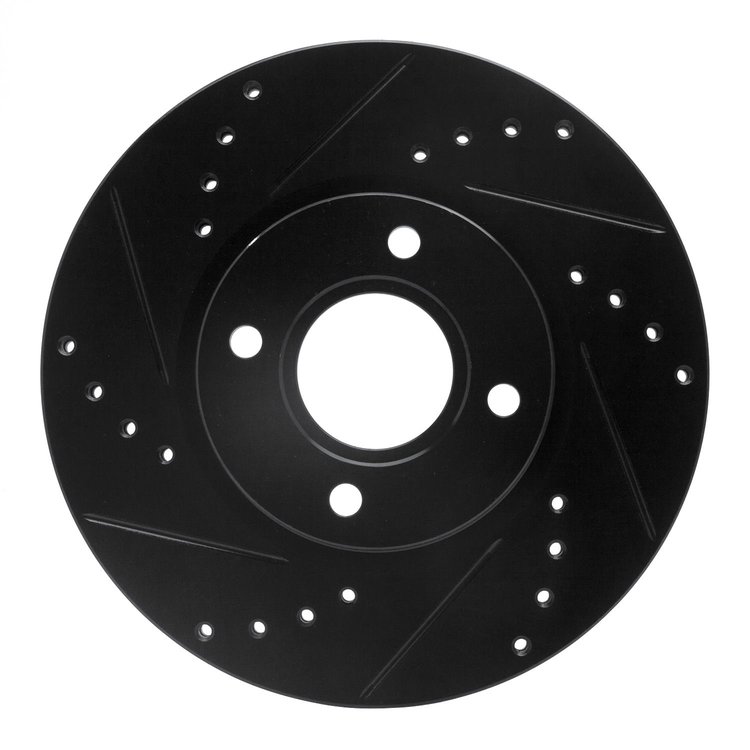 633-54075L Drilled/Slotted Brake Rotor [Black], 2014-2019 Ford/Lincoln/Mercury/Mazda, Position: Front Left