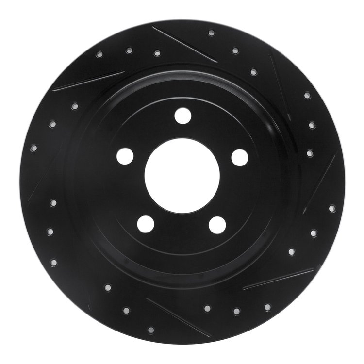 633-54076R Drilled/Slotted Brake Rotor [Black], Fits Select Ford/Lincoln/Mercury/Mazda, Position: Rear Right