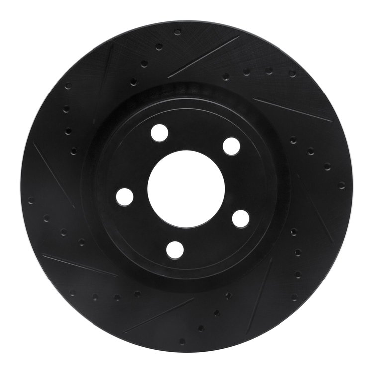 633-54077L Drilled/Slotted Brake Rotor [Black], 2015-2020 Ford/Lincoln/Mercury/Mazda, Position: Front Left