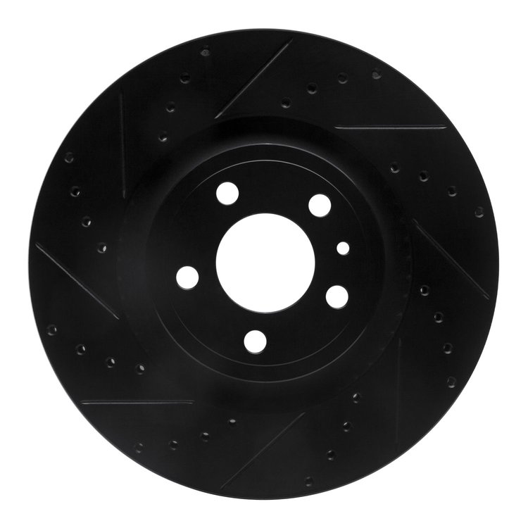 633-54078L Drilled/Slotted Brake Rotor [Black], 2015-2020 Ford/Lincoln/Mercury/Mazda, Position: Front Left