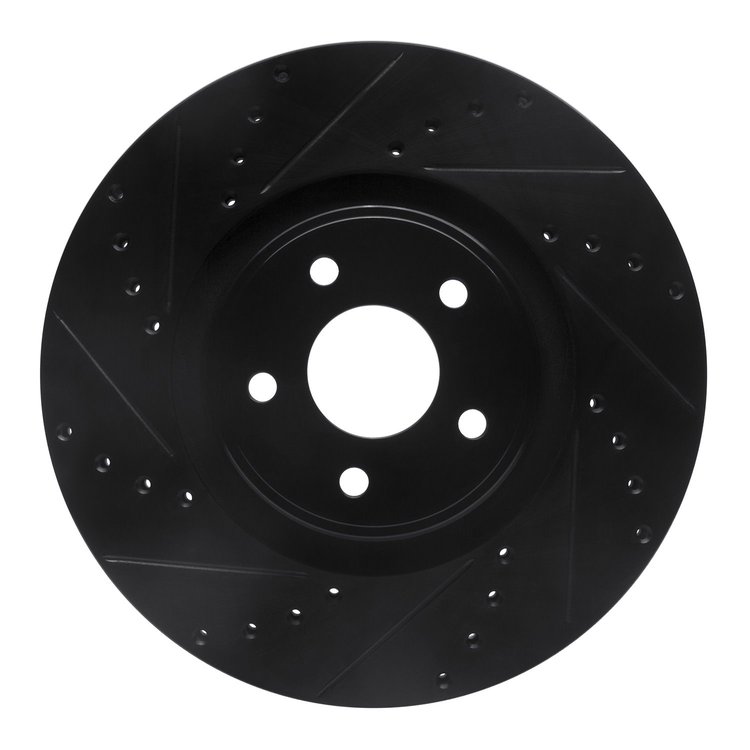 633-54082L Drilled/Slotted Brake Rotor [Black], 2014-2019 Ford/Lincoln/Mercury/Mazda, Position: Front Left