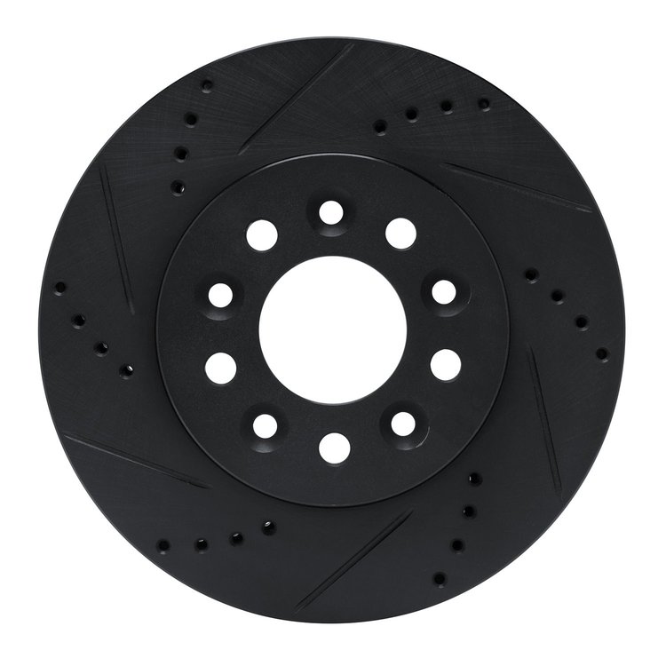 633-54086L Drilled/Slotted Brake Rotor [Black], 2004-2007 Ford/Lincoln/Mercury/Mazda, Position: Front Left