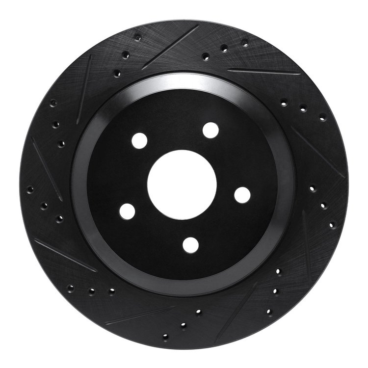 633-54087L Drilled/Slotted Brake Rotor [Black], 2004-2007 Ford/Lincoln/Mercury/Mazda, Position: Rear Left
