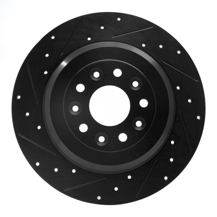 633-54088L Drilled/Slotted Brake Rotor [Black], 2005-2019 Ford/Lincoln/Mercury/Mazda, Position: Rear Left
