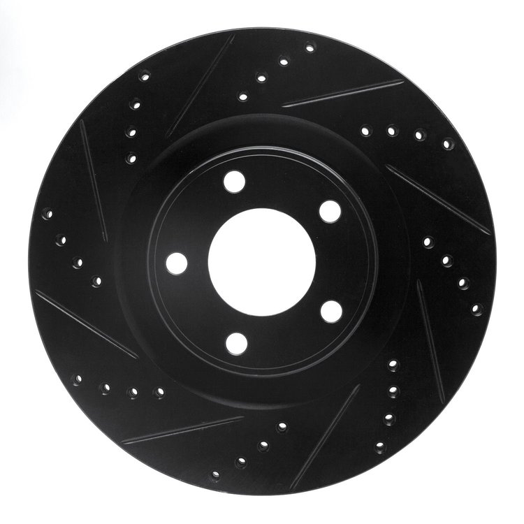 633-54089L Drilled/Slotted Brake Rotor [Black], 2007-2015 Ford/Lincoln/Mercury/Mazda, Position: Front Left