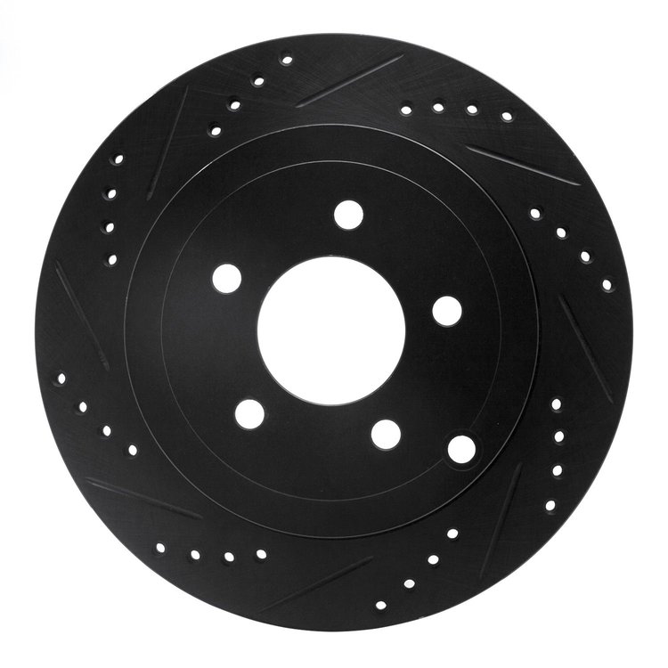 633-54090L Drilled/Slotted Brake Rotor [Black], 2007-2010 Ford/Lincoln/Mercury/Mazda, Position: Rear Left