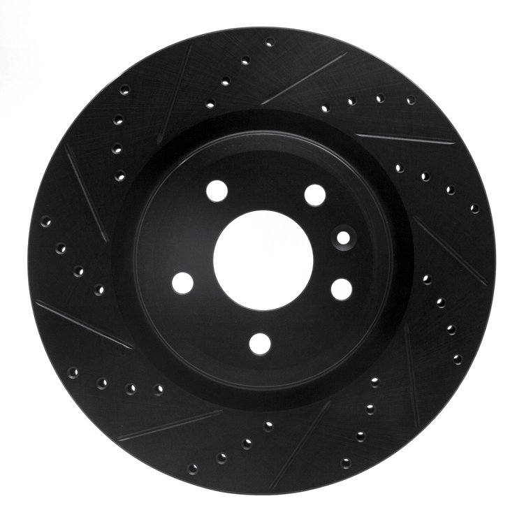 633-54094L Drilled/Slotted Brake Rotor [Black], 2011-2019 Ford/Lincoln/Mercury/Mazda, Position: Front Left