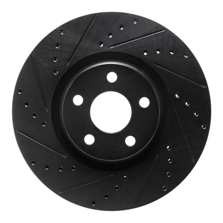 633-54095L Drilled/Slotted Brake Rotor [Black], 2015-2020 Ford/Lincoln/Mercury/Mazda, Position: Front Left