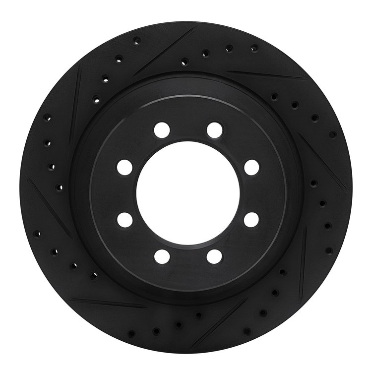 633-54102L Drilled/Slotted Brake Rotor [Black], 1975-1994 Ford/Lincoln/Mercury/Mazda, Position: Front Left