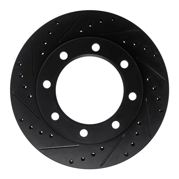 633-54104L Drilled/Slotted Brake Rotor [Black], 1977-1979 Ford/Lincoln/Mercury/Mazda, Position: Front Left
