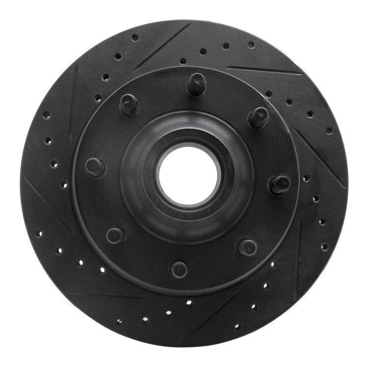 633-54106L Drilled/Slotted Brake Rotor [Black], 1980-1985 Ford/Lincoln/Mercury/Mazda, Position: Front Left