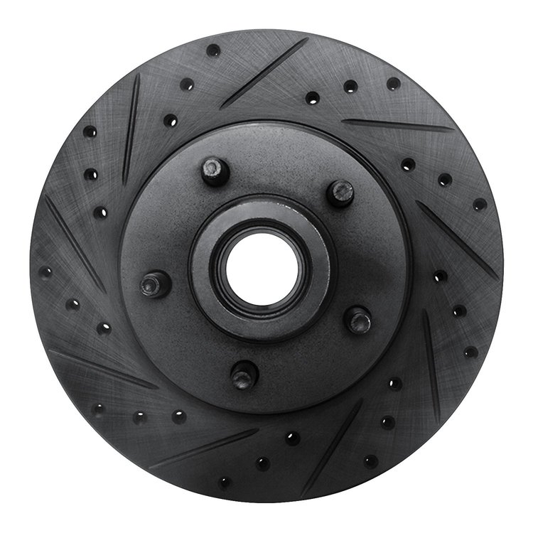 633-54107L Drilled/Slotted Brake Rotor [Black], 1980-1983 Ford/Lincoln/Mercury/Mazda, Position: Front Left