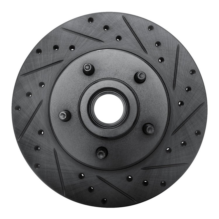633-54107R Drilled/Slotted Brake Rotor [Black], 1980-1983 Ford/Lincoln/Mercury/Mazda, Position: Front Right