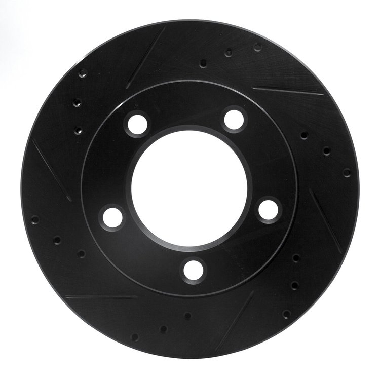 633-54109L Drilled/Slotted Brake Rotor [Black], 1976-1993 Ford/Lincoln/Mercury/Mazda, Position: Front Left