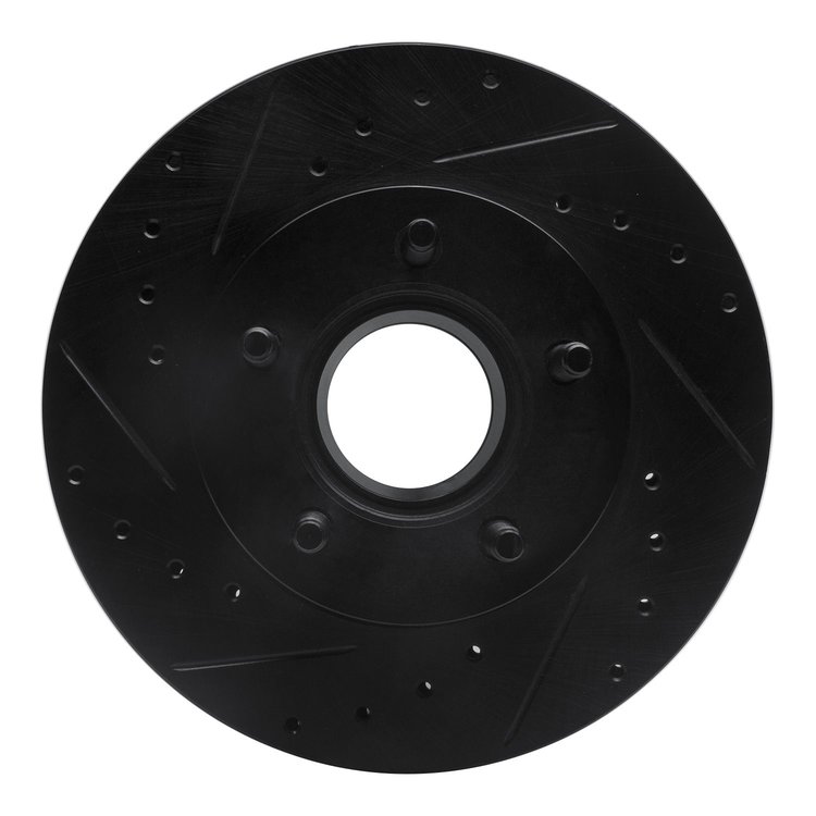 633-54111L Drilled/Slotted Brake Rotor [Black], 1983-1992 Ford/Lincoln/Mercury/Mazda, Position: Front Left