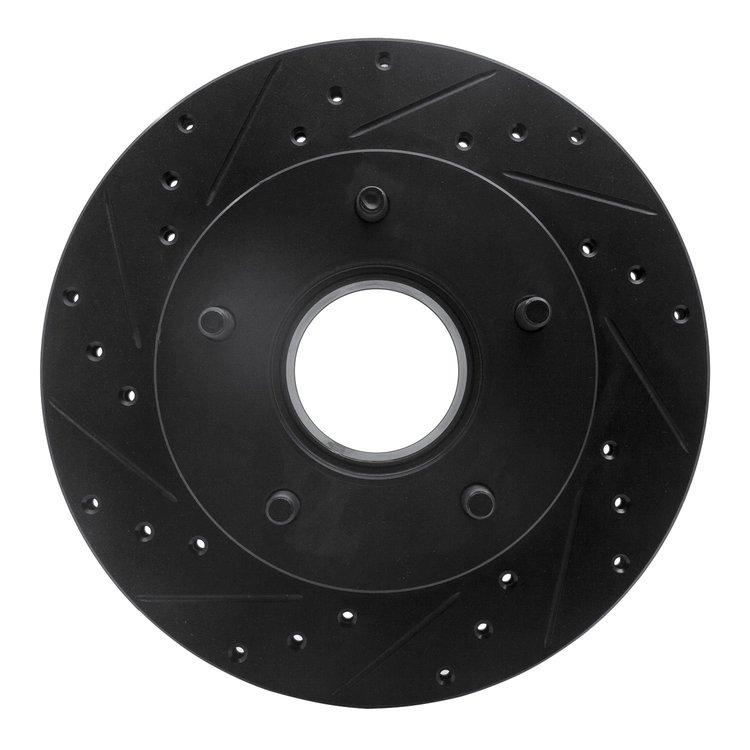 633-54113L Drilled/Slotted Brake Rotor [Black], 1986-1988 Ford/Lincoln/Mercury/Mazda, Position: Front Left