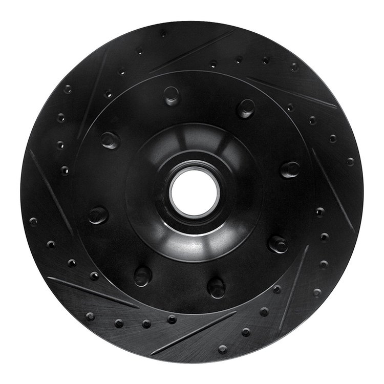 633-54115L Drilled/Slotted Brake Rotor [Black], 1980-1985 Ford/Lincoln/Mercury/Mazda, Position: Front Left