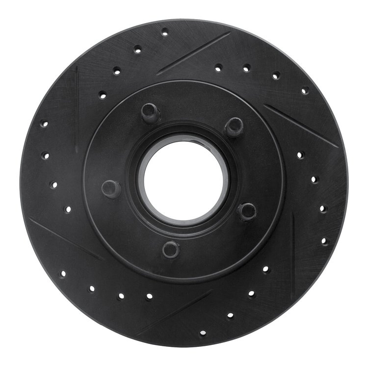 633-54119L Drilled/Slotted Brake Rotor [Black], 1990-1994 Ford/Lincoln/Mercury/Mazda, Position: Front Left