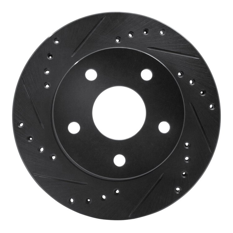 633-54121D Drilled/Slotted Brake Rotor [Black], 1990-1997 Ford/Lincoln/Mercury/Mazda, Position: Right Front