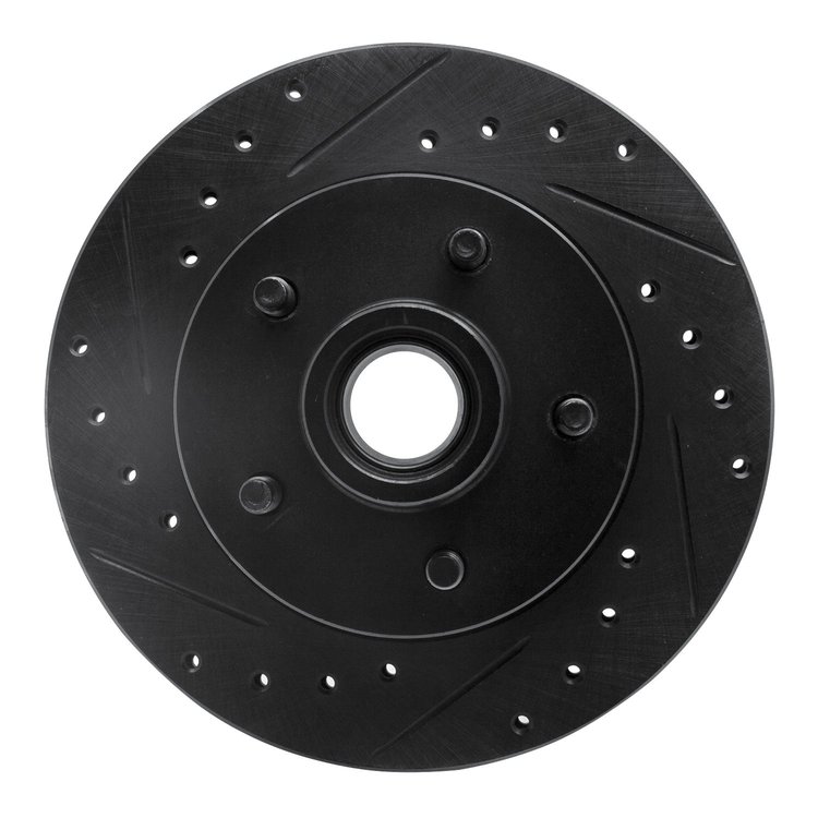 633-54122L Drilled/Slotted Brake Rotor [Black], 1986-1992 Ford/Lincoln/Mercury/Mazda, Position: Front Left