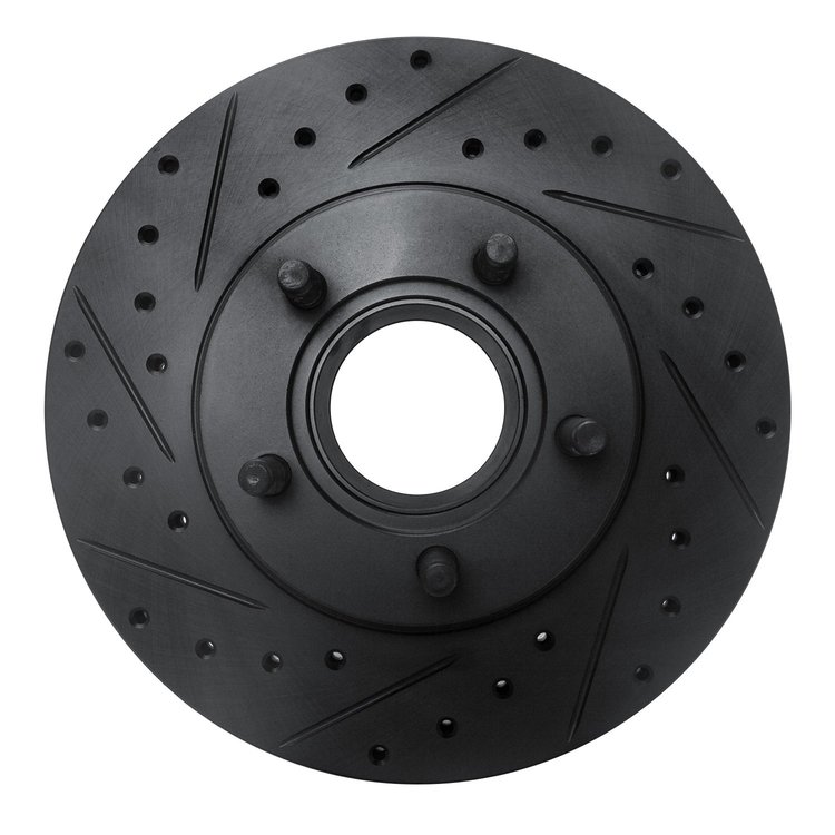 633-54140L Drilled/Slotted Brake Rotor [Black], 1995-1997 Ford/Lincoln/Mercury/Mazda, Position: Front Left