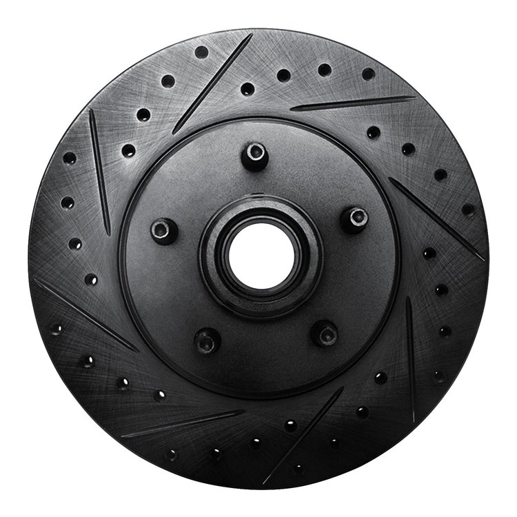 633-54141L Drilled/Slotted Brake Rotor [Black], 1995-2011 Ford/Lincoln/Mercury/Mazda, Position: Front Left