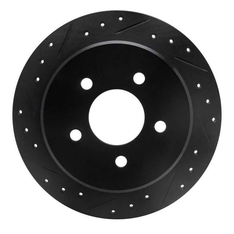 633-54142L Drilled/Slotted Brake Rotor [Black], 1995-2002 Ford/Lincoln/Mercury/Mazda, Position: Rear Left