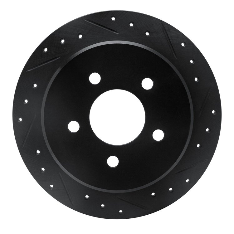 633-54142R Drilled/Slotted Brake Rotor [Black], 1995-2002 Ford/Lincoln/Mercury/Mazda, Position: Rear Right