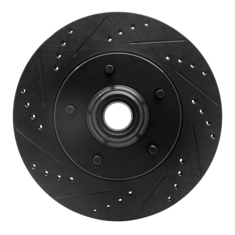 633-54145L Drilled/Slotted Brake Rotor [Black], 1997-1999 Ford/Lincoln/Mercury/Mazda, Position: Front Left