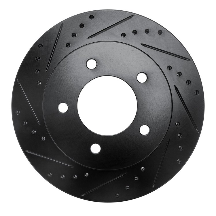 633-54147L Drilled/Slotted Brake Rotor [Black], 1997-2004 Ford/Lincoln/Mercury/Mazda, Position: Front Left