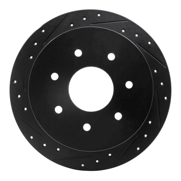 633-54151L Drilled/Slotted Brake Rotor [Black], 1997-2004 Ford/Lincoln/Mercury/Mazda, Position: Rear Left