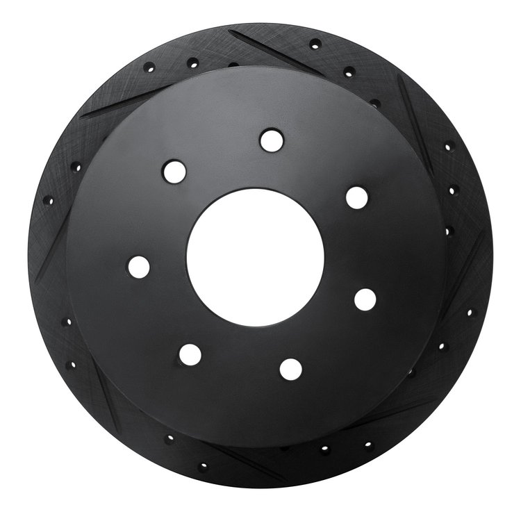 633-54151R Drilled/Slotted Brake Rotor [Black], 1997-2004 Ford/Lincoln/Mercury/Mazda, Position: Rear Right