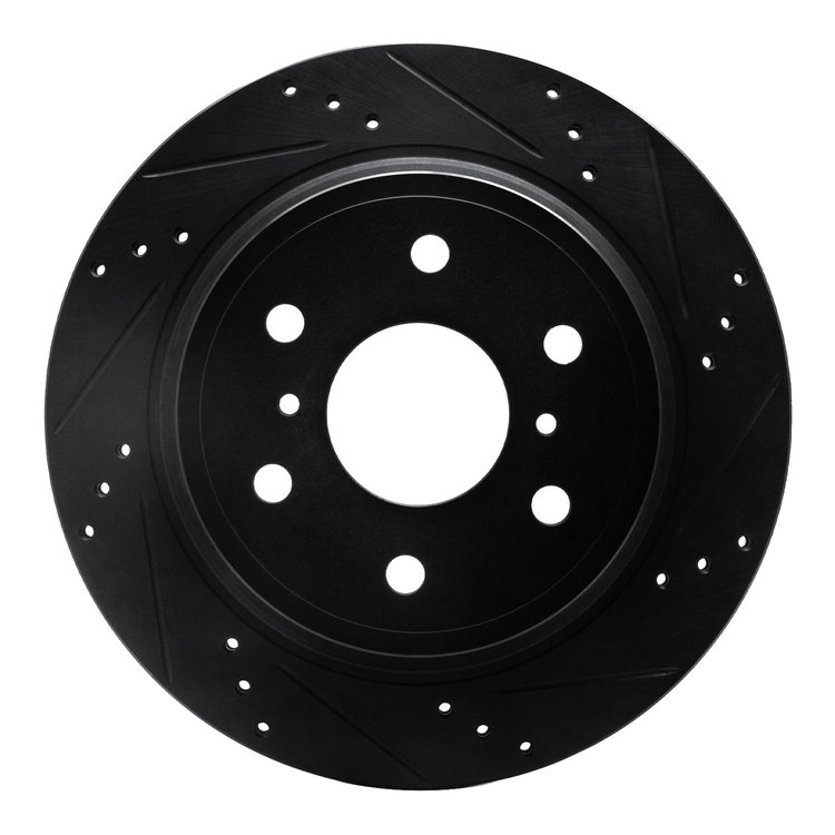 633-54155R Drilled/Slotted Brake Rotor [Black], 1997-2002 Ford/Lincoln/Mercury/Mazda, Position: Front Right