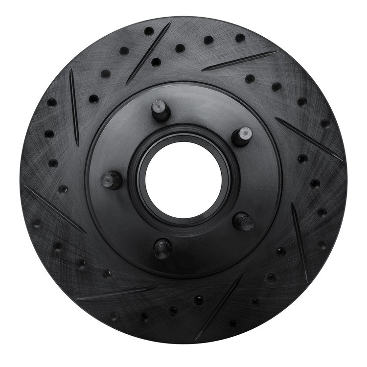 633-54156L Drilled/Slotted Brake Rotor [Black], 1995-1997 Ford/Lincoln/Mercury/Mazda, Position: Front Left