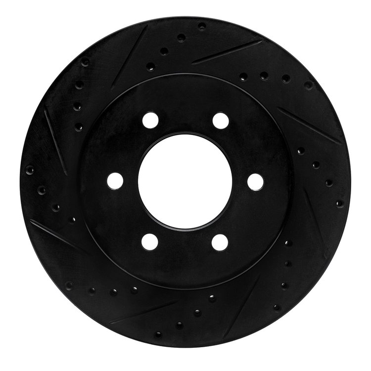 633-54168L Drilled/Slotted Brake Rotor [Black], 1999-2007 Ford/Lincoln/Mercury/Mazda, Position: Rear Left