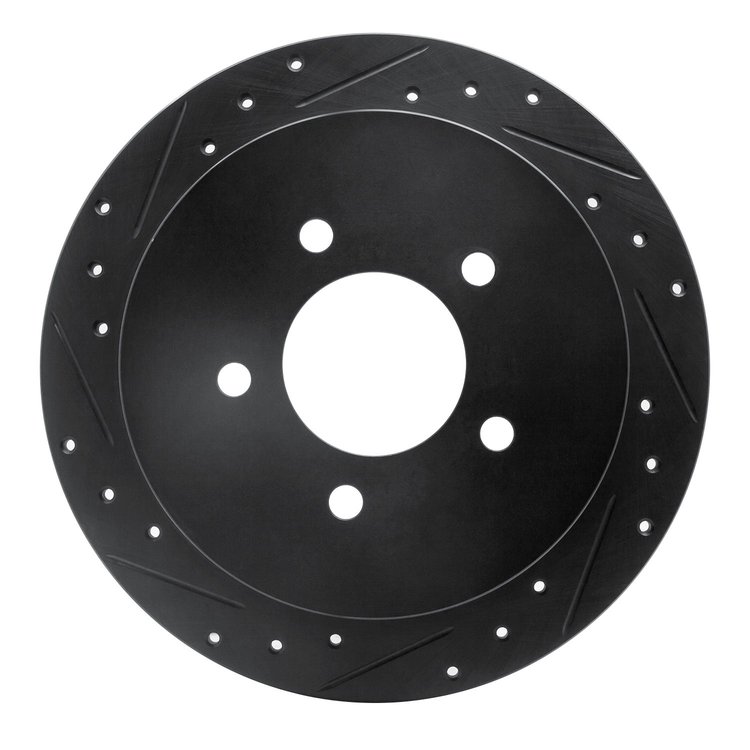 633-54173L Drilled/Slotted Brake Rotor [Black], 1997-2004 Ford/Lincoln/Mercury/Mazda, Position: Rear Left
