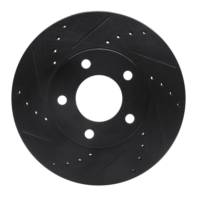 633-54177L Drilled/Slotted Brake Rotor [Black], 2001-2007 Ford/Lincoln/Mercury/Mazda, Position: Front Left