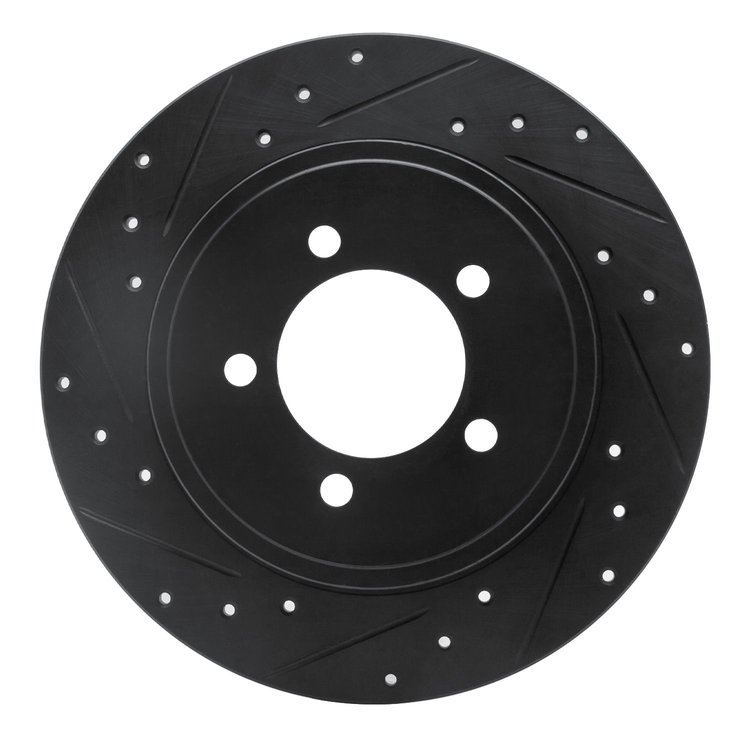 633-54178L Drilled/Slotted Brake Rotor [Black], 2002-2010 Ford/Lincoln/Mercury/Mazda, Position: Rear Left