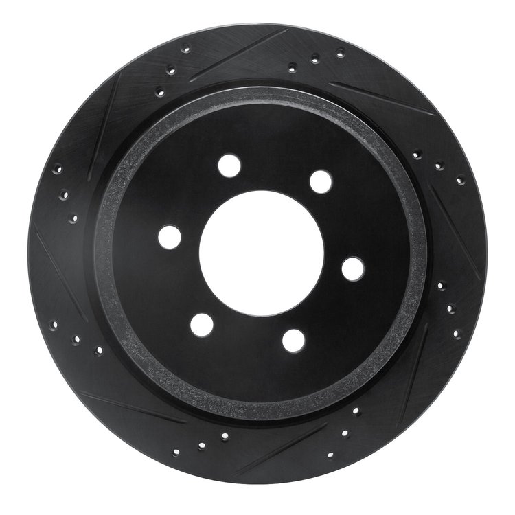 633-54181L Drilled/Slotted Brake Rotor [Black], 2002-2006 Ford/Lincoln/Mercury/Mazda, Position: Rear Left