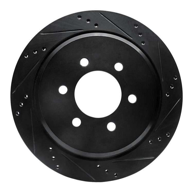 633-54181R Drilled/Slotted Brake Rotor [Black], 2002-2006 Ford/Lincoln/Mercury/Mazda, Position: Rear Right