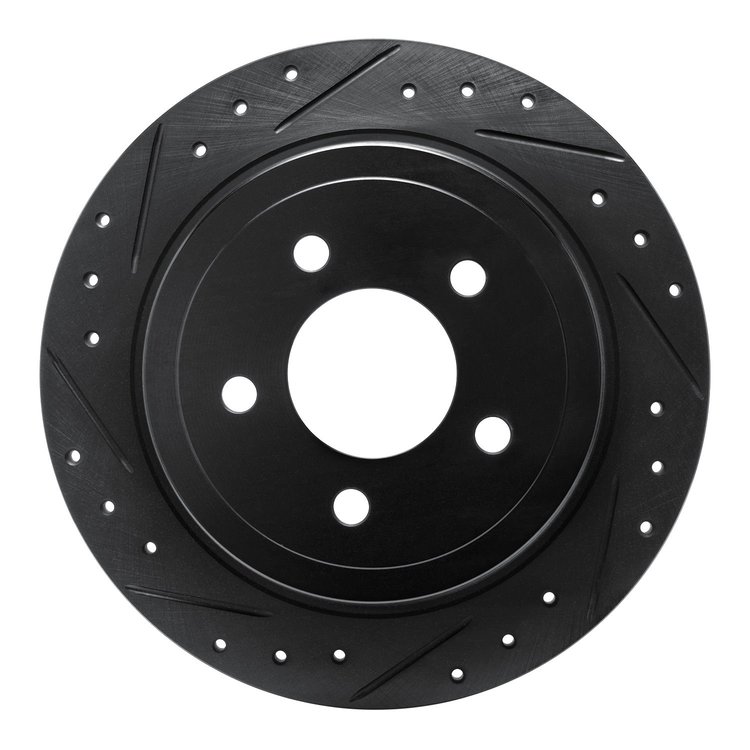 633-54182L Drilled/Slotted Brake Rotor [Black], 2003-2005 Ford/Lincoln/Mercury/Mazda, Position: Rear Left