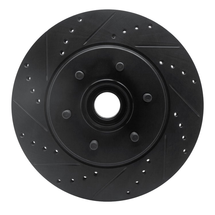 633-54184L Drilled/Slotted Brake Rotor [Black], 2004-2008 Ford/Lincoln/Mercury/Mazda, Position: Front Left