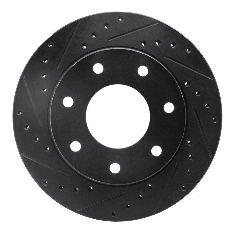 633-54185L Drilled/Slotted Brake Rotor [Black], 2004-2008 Ford/Lincoln/Mercury/Mazda, Position: Front Left