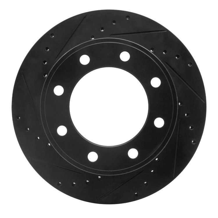 633-54199L Drilled/Slotted Brake Rotor [Black], 2005-2012 Ford/Lincoln/Mercury/Mazda, Position: Rear Left